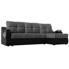 Угловой диван «Меркурий», еврокнижка, правый угол, серая рогожка/чёрная экокожа - фото 2168164