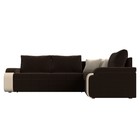 Угловой диван «Николь», дельфин, правый, микровельвет / экокожа, цвет коричневый / бежевый - Фото 5