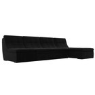 Угловой модульный диван «Холидей», механизм дельфин, микровельвет, цвет чёрный - фото 2168300