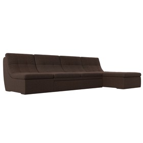 Угловой модульный диван «Холидей», механизм дельфин, рогожка, цвет коричневый