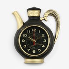 Часы настенные, серия: Кухня, "Чайник", плавный ход, 26.5 х 24 см, корпус черный с золотом - фото 2137738
