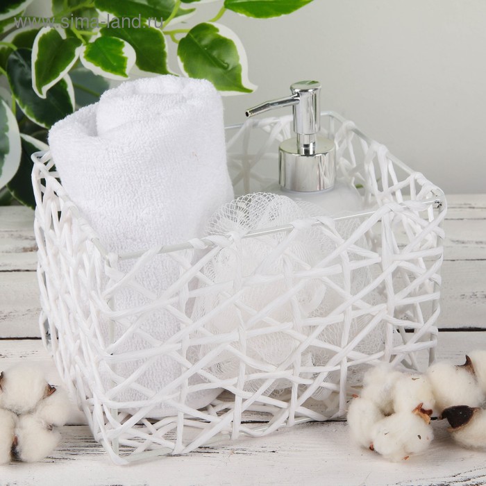 Корзина для хранения плетёная Доляна ручной работы «Паутинка», 19×15×12 см, цвет белый - Фото 1