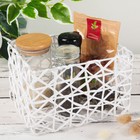 Корзина для хранения плетёная Доляна ручной работы «Паутинка», 19×15×12 см, цвет белый - Фото 4