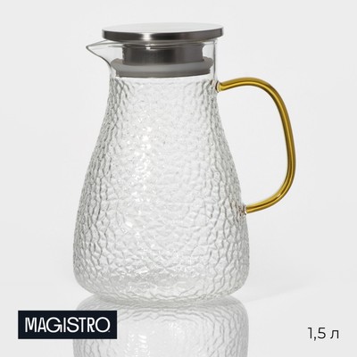 Кувшин для воды Magistro «Сара», 1.5 л, 16.5×13.5×21 см, с крышкой, стекло, прозрачный