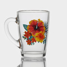 Кружка стеклянная «Тропические цветы», 300 мл, рисунок микс - фото 318306980