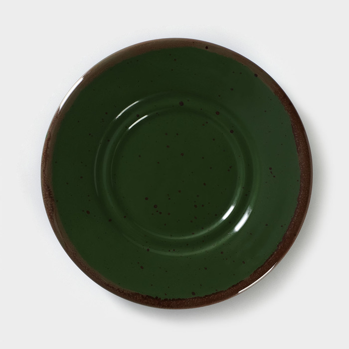 Блюдце фарфоровое универсальное Punto verde, d=15 см, цвет зелёный - фото 1907090758