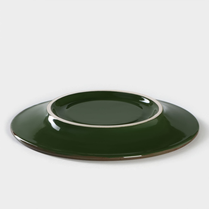 Блюдце фарфоровое универсальное Punto verde, d=15 см, цвет зелёный - фото 1907090760