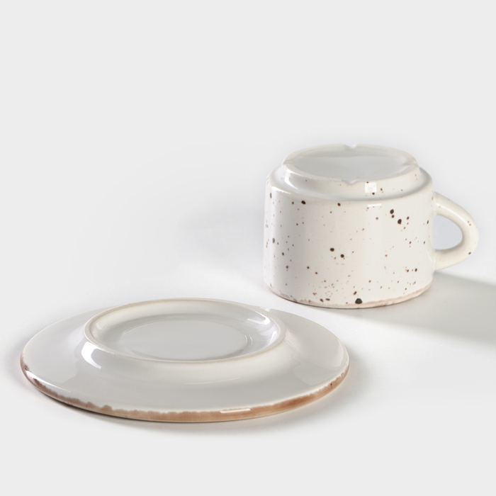 Кофейная пара фарфоровая Punto bianca: чашка 80 мл, блюдце d=6 см 4839218