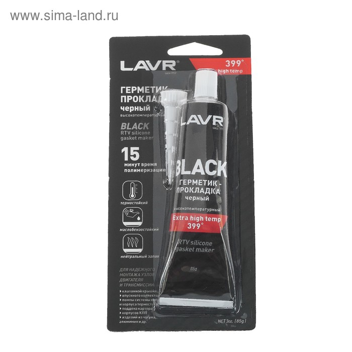 Герметик-прокладка BLACK LAVR RTV, чёрный, высокотемпературный, силиконовый, 85 г, Ln1738 - Фото 1