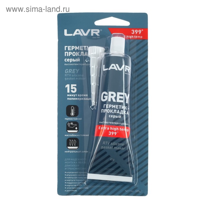 Герметик-прокладка GREY LAVR RTV, серый, высокотемпературный, силиконовый, 85 г, Ln1739 - Фото 1