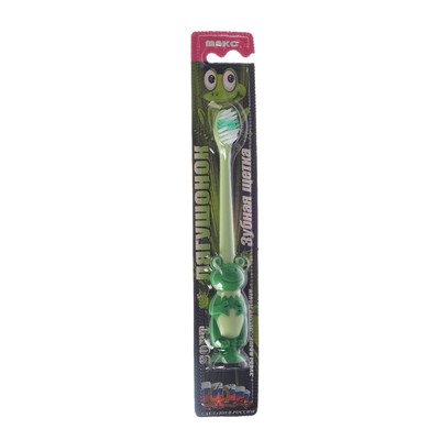 Зубная щётка мод Детская Лягушонок, двухкомпонентная ручка, щетина мягкая, с присоской