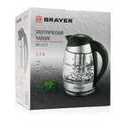 Чайник электрический BRAYER BR1021, стекло, 1.8 л, 2200 Вт, регулировка t°, серебристый - фото 51332854 Чайник электрический BRAYER BR1021, стекло, 1.8 л, 2200 Вт, регулировка t°, серебристый - фото 51332854
