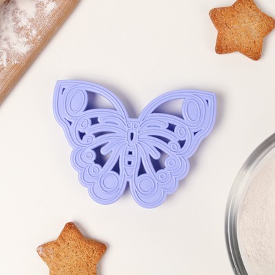 Форма для печенья «Бабочка», вырубка, штамп, сиреневая