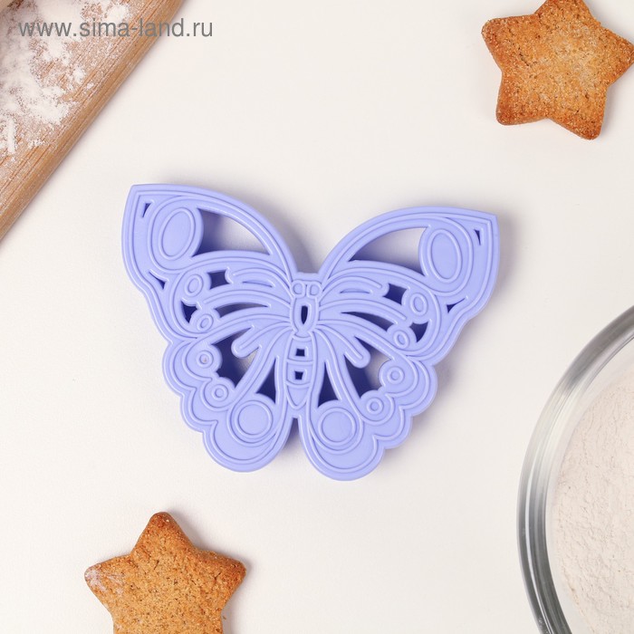 Форма для печенья «Бабочка», вырубка, штамп, сиреневая