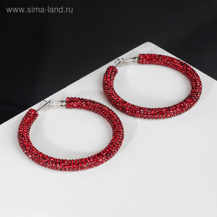 Серьги-кольца «Студио» крупные d=6, цвет красный - Фото 1