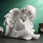 Фигура "Ангелочек с крыльями сидит" белый, 17х20х25см - фото 8968794