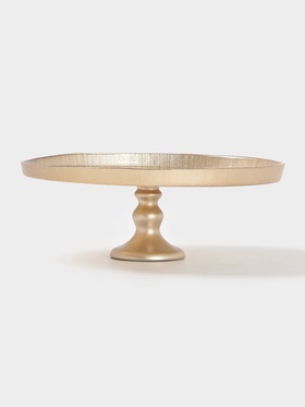 Блюдо для торта «Кувшинка», d=28 см, на ножке, стекло, золотистое