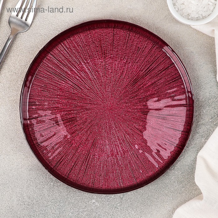Тарелка «Кувшинка», d=21 см, цвет красный - Фото 1