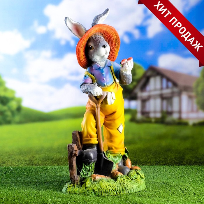 Садовая фигура "Заяц фермер" 23х18х51см - Фото 1
