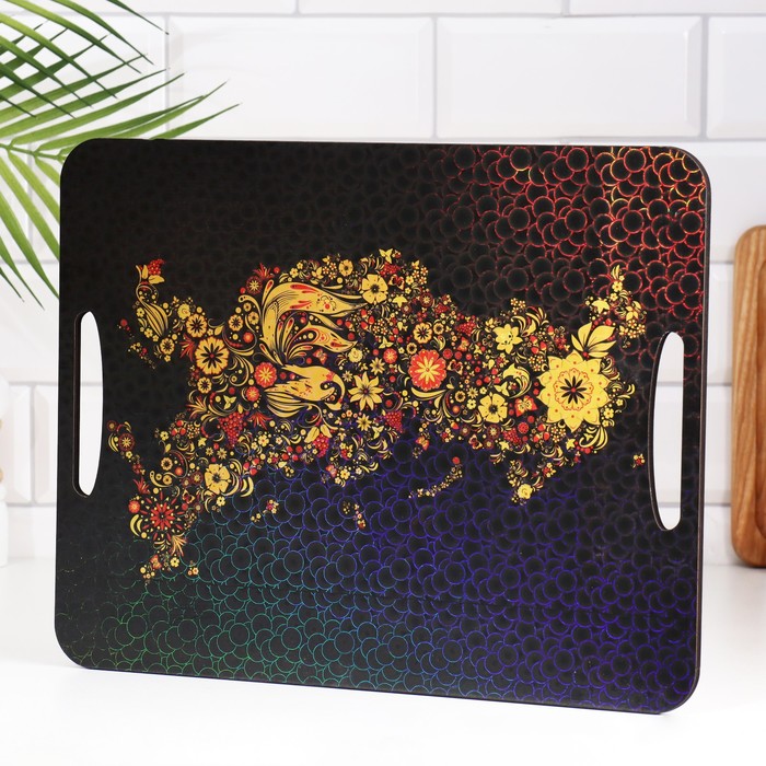 Разделочная доска-поднос "Хохлома" 36х28 см - Фото 1