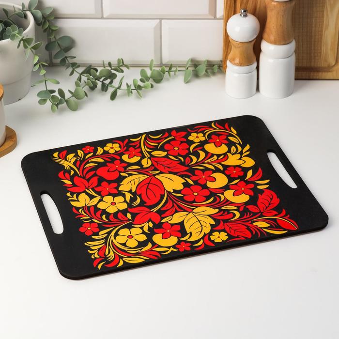 Доска разделочная с ручками Дарим Красиво «Хохлома», 36×28 см, дерево - Фото 1