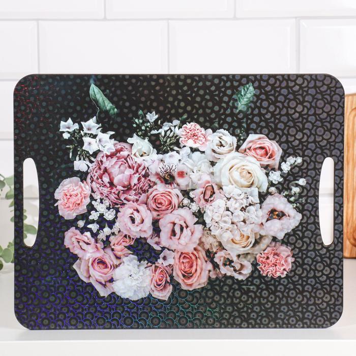 Доска разделочная и сервировочная -поднос "Букет из роз" 36х28 см - Фото 1