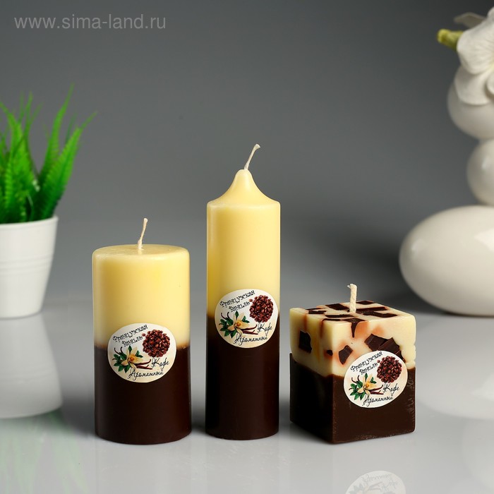 Набор свечей ароматических "Ваниль- кофе" 3 шт - Фото 1