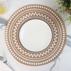 Салфетка сервировочная на стол Доляна «Африка», d=38 см, бежевая с белым рисунком - Фото 2