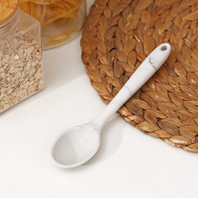 Ложка гарнирная Доляна «Мрамор», силикон, 20.5×4.3 см, цвет белый