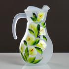 Набор для сока с подносом "Каллы" художественная роспись, 6 стаканов 1250/200 мл, белый мато 4852751