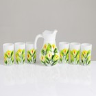 Набор для сока с подносом "Каллы" художественная роспись, 6 стаканов 1250/200 мл, белый мато 4852751