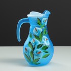 Набор для сока с подносом "Каллы" художественная роспись, 6 стаканов 1250/200 мл, синий - фото 9381707