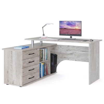 Стол компьютерный «КСТ - 109 Л», угол левый, 3 ящика, 1400×1270×750 мм, цвет дуб юкон