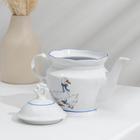 Сервиз чайный Добрушский завод «Гуси», 14 предметов: чашки 6 шт., блюдце 6 шт., чайник, сахарница, фарфор, белый - Фото 5