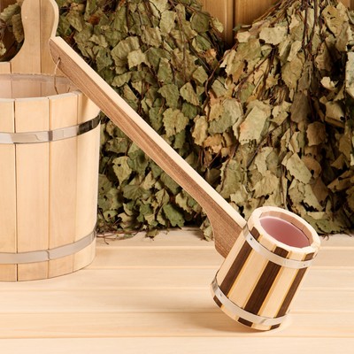 Ковш - черпак для бани и сауны, 300 мл, 50 см, деревянный, с пластиковой вставкой, «Добропаровъ»