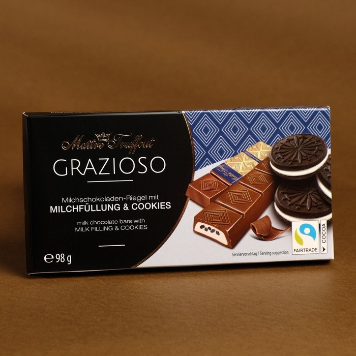 (комплектующие) Батончики Maître Truffout из молочного шоколада, хрустящий бисквит и какао, 98 г4887 - Фото 1