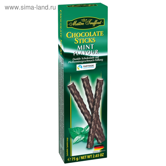 (комплектующие) Шоколадные палочки Maitre Truffout со сливочно-мятным кремом, 75 г - Фото 1