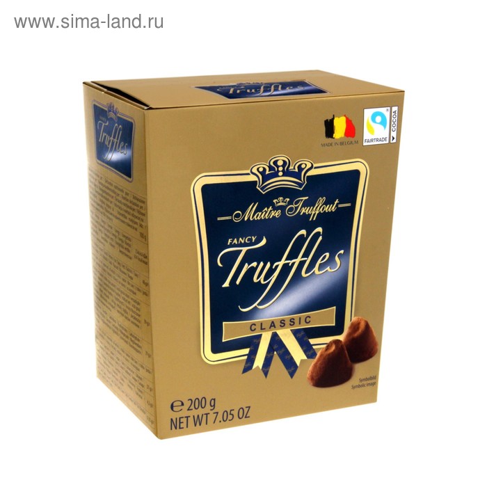 Трюфельные конфеты Fancy gold truffles, классические, 200 г - Фото 1