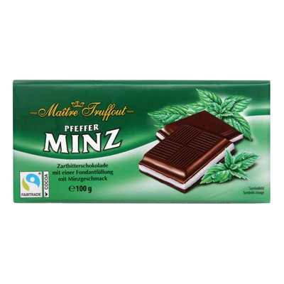 (комплектующие) Шоколад темный Maitre Truffout с кремово-мятной начинкой, 100 г