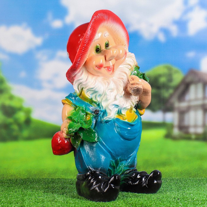 Садовая фигура "Гном с редиской" 54х33см - Фото 1