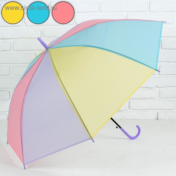 Зонт - трость полуавтоматический «Радуга», 8 спиц, R = 46 см, цвет МИКС - фото 1907091732