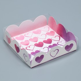 Коробка для кондитерских изделий с PVC-крышкой «С Любовью», 10,5 × 10,5 × 3 см