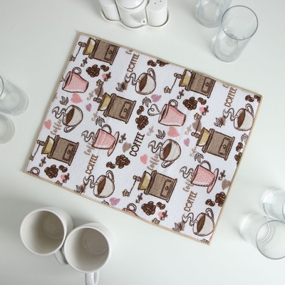 Коврик для сушки посуды Доляна «Кофе», 30×40 см, микрофибра