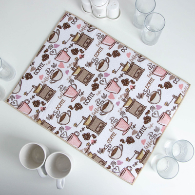 Коврик для сушки посуды Доляна «Кофе», 38×51 см, микрофибра