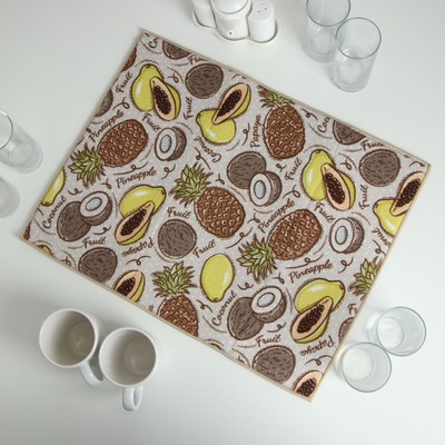 Коврик для сушки посуды Доляна «Фрукты», 38×51 см, микрофибра