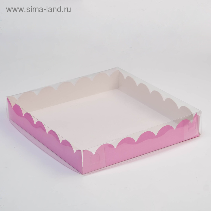 Коробочка для печенья с PVC крышкой, розовый, 35 х 35 х 6 см - Фото 1