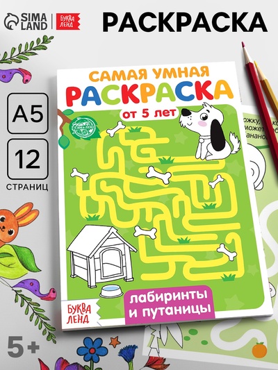 Раскраска детская «Лабиринты и путаницы», 12 стр.