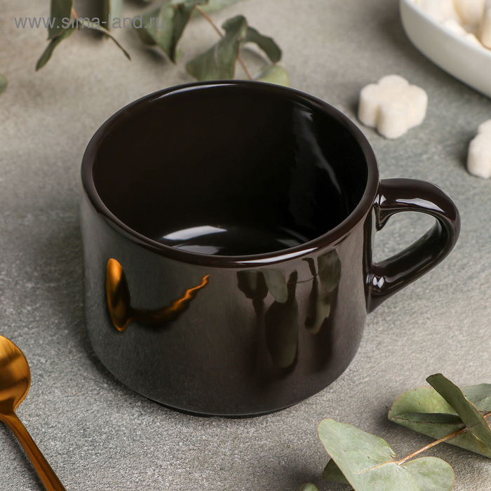 Чашка чайная Rosa nero, 350 мл, фарфор, цвет чёрный - Фото 1