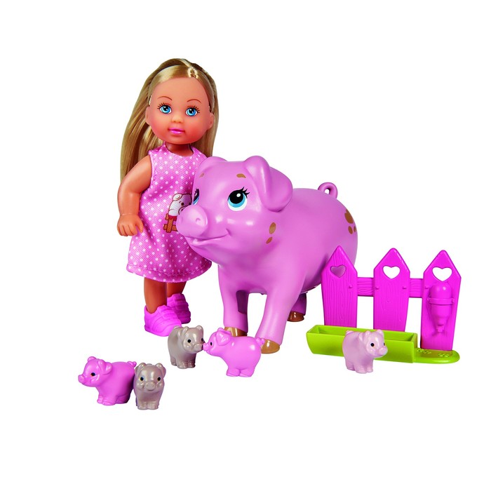 Кукла «Еви» 12 см, со свинкой и поросятами - фото 1908550441