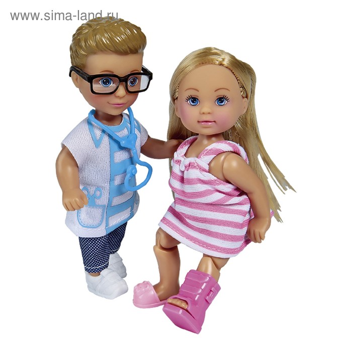Набор: куклы «Еви и Тимми», 12 см, на приеме у доктора - Фото 1